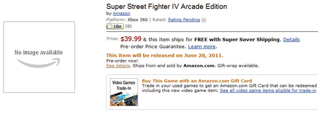 Amazon liste Super Street Fighter IV AE à $40